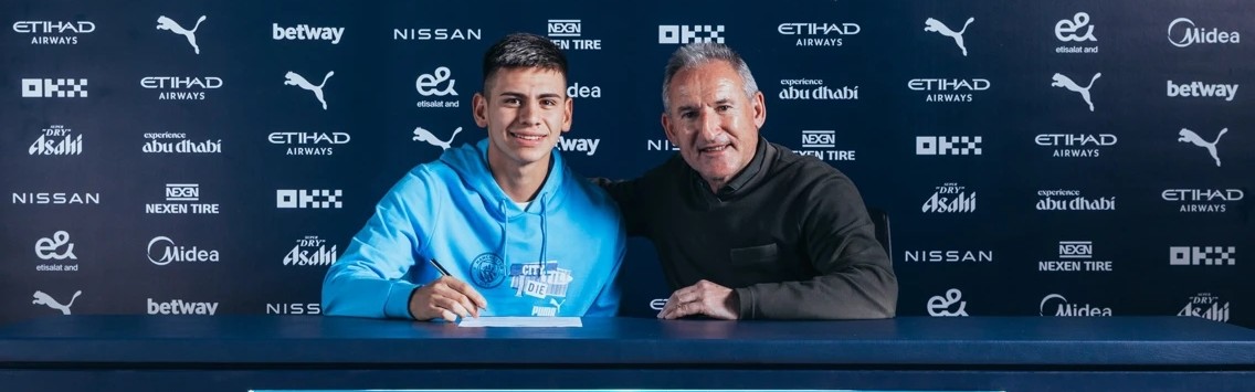 总价2350万欧！曼城官方：19岁阿根廷中场埃切维里正式加盟球队